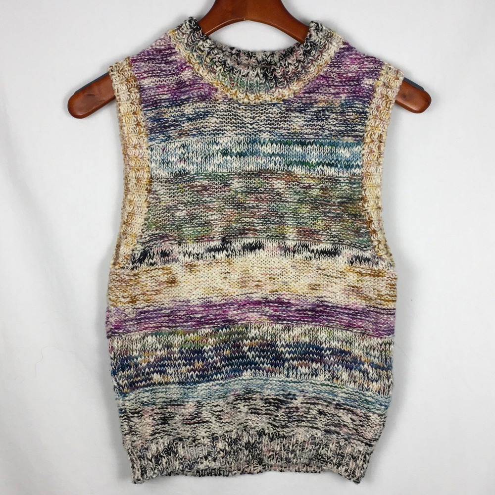 Ulla Johnson Zenna Handmade Knit Sweater Vest Cotton Merino Wool M/L